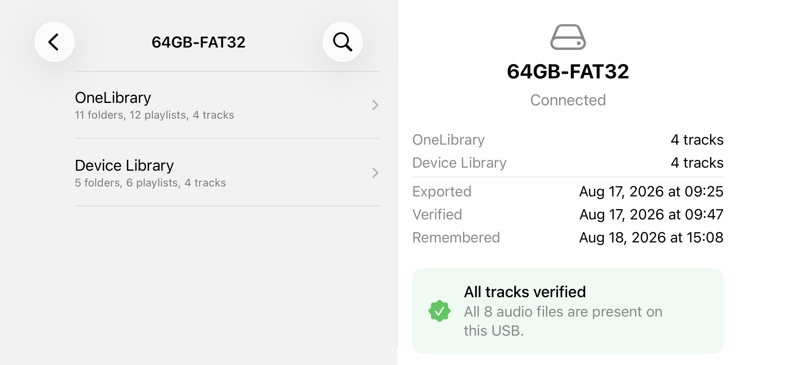 Your remembered USB drives, on iPhone