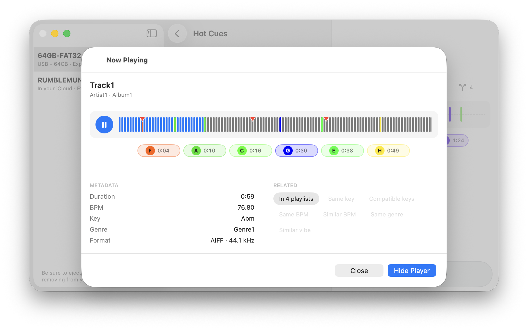 A track's details while it plays, on Mac